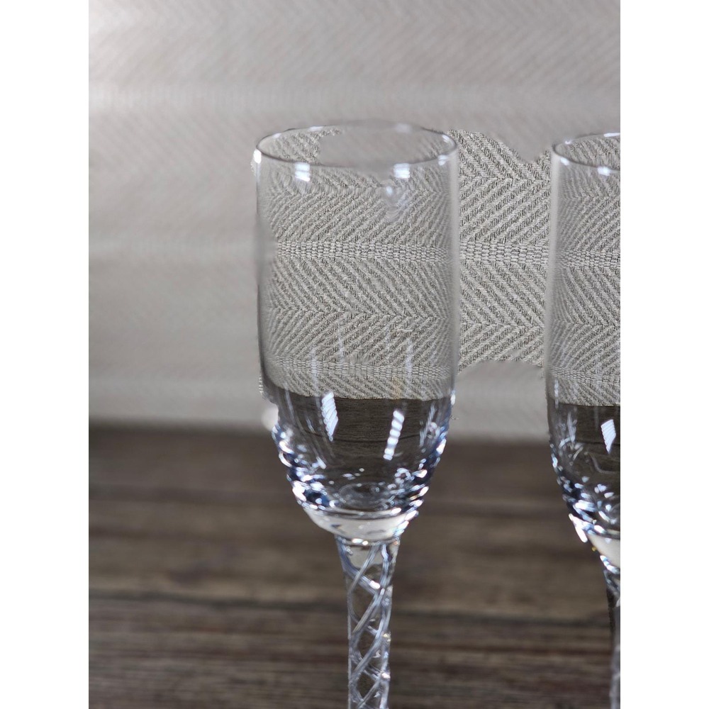 Set 2 Vintage Cordial Glasses Twisted Stem Clear Stemware 9.5 In - Picture 8 of 16